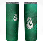 New Zealand Matariki Skinny Tumbler Maori Manaia Galaxy Silver Fern Green Color