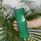 New Zealand Matariki Skinny Tumbler Maori Manaia Galaxy Silver Fern Green Color