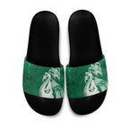 New Zealand Matariki Slide Sandals Maori Manaia Galaxy Silver Fern Green Color