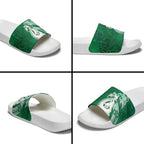 New Zealand Matariki Slide Sandals Maori Manaia Galaxy Silver Fern Green Color