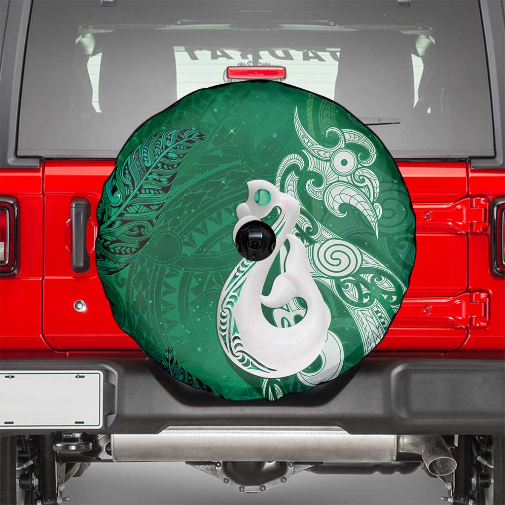New Zealand Matariki Spare Tire Cover Maori Manaia Galaxy Silver Fern Green Color