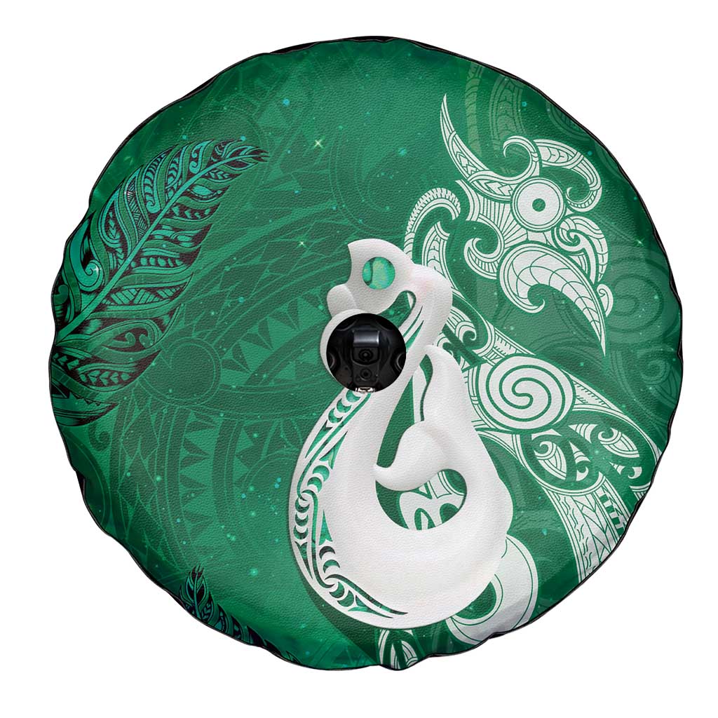New Zealand Matariki Spare Tire Cover Maori Manaia Galaxy Silver Fern Green Color