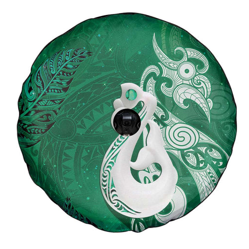 New Zealand Matariki Spare Tire Cover Maori Manaia Galaxy Silver Fern Green Color