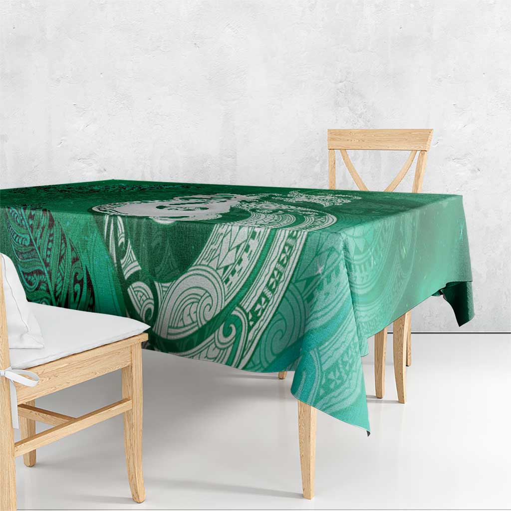 New Zealand Matariki Tablecloth Maori Manaia Galaxy Silver Fern Green Color