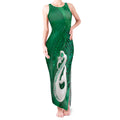 New Zealand Matariki Tank Maxi Dress Maori Manaia Galaxy Silver Fern Green Color