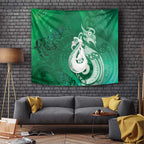 New Zealand Matariki Tapestry Maori Manaia Galaxy Silver Fern Green Color