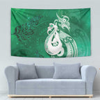 New Zealand Matariki Tapestry Maori Manaia Galaxy Silver Fern Green Color