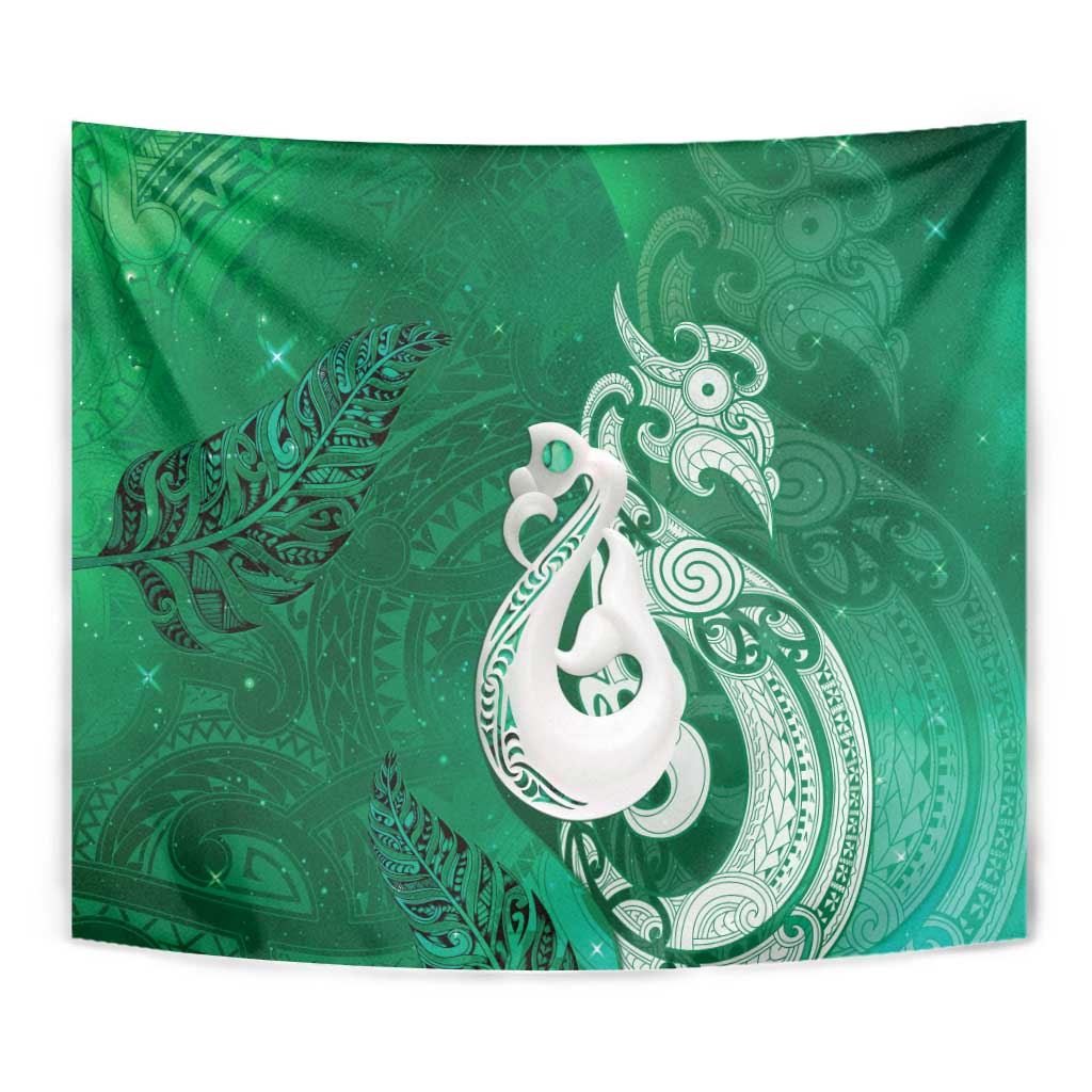 New Zealand Matariki Tapestry Maori Manaia Galaxy Silver Fern Green Color