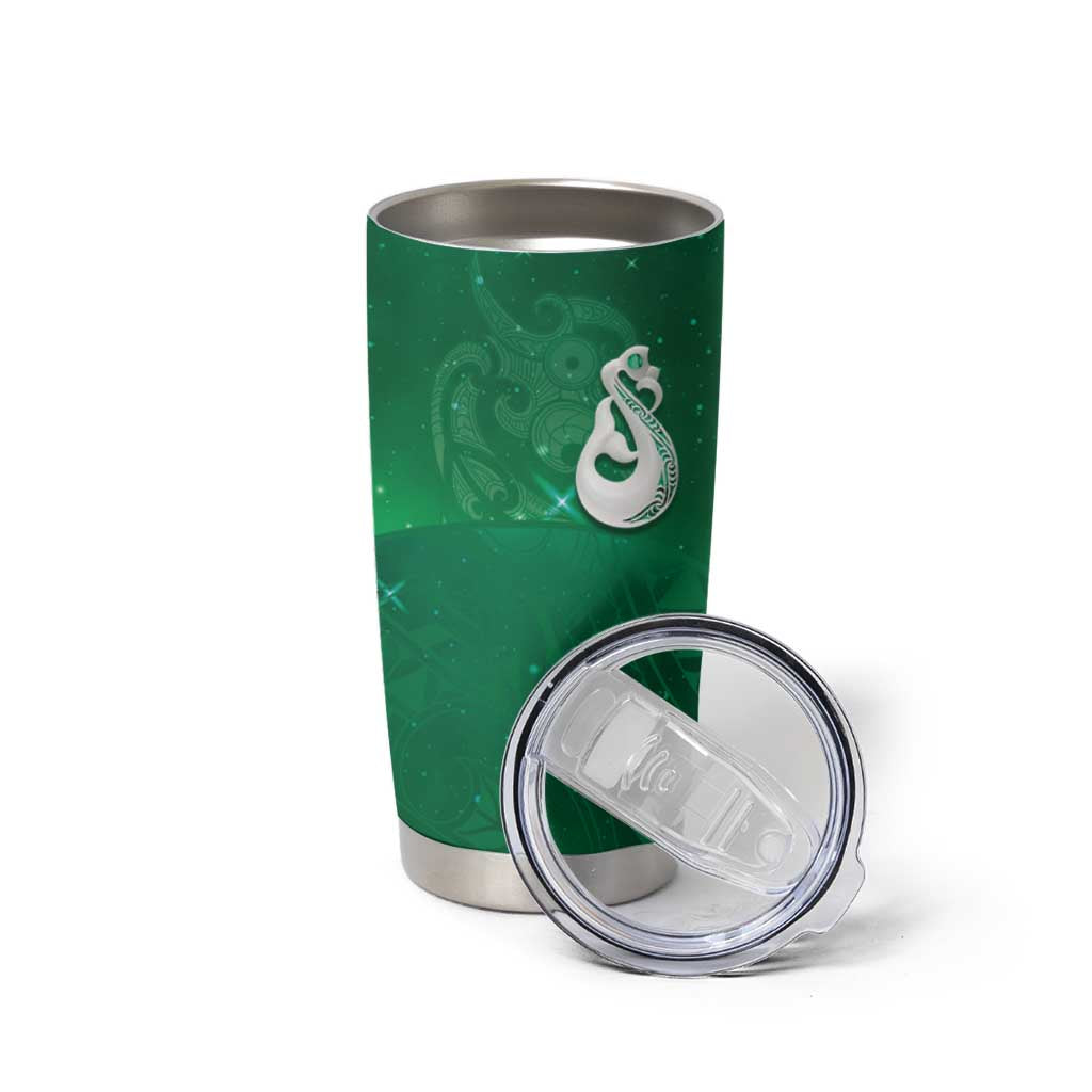 New Zealand Matariki Tumbler Cup Maori Manaia Galaxy Silver Fern Green Color
