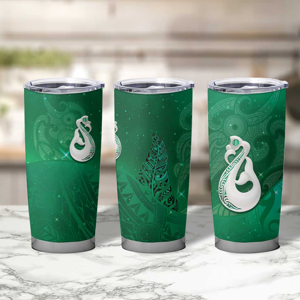 New Zealand Matariki Tumbler Cup Maori Manaia Galaxy Silver Fern Green Color