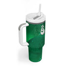 New Zealand Matariki Tumbler With Handle Maori Manaia Galaxy Silver Fern Green Color