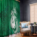 New Zealand Matariki Window Curtain Maori Manaia Galaxy Silver Fern Green Color