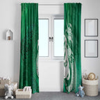 New Zealand Matariki Window Curtain Maori Manaia Galaxy Silver Fern Green Color