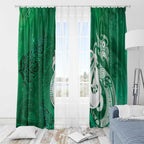 New Zealand Matariki Window Curtain Maori Manaia Galaxy Silver Fern Green Color