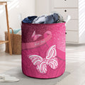 New Zealand Breast Cancer Awareness Laundry Basket Pink Ribbon Butterfly Maori Pattern