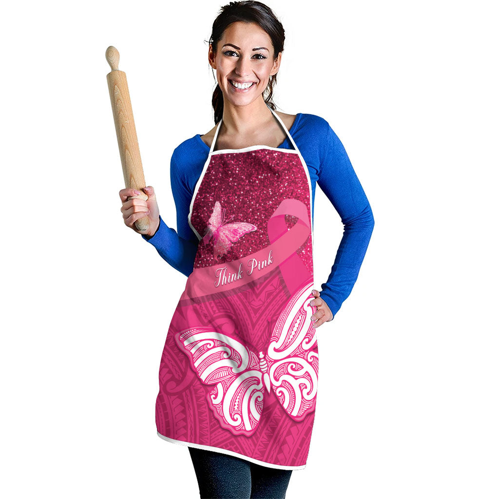 New Zealand Breast Cancer Awareness Apron Pink Ribbon Butterfly Maori Pattern