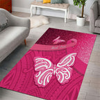 New Zealand Breast Cancer Awareness Area Rug Pink Ribbon Butterfly Maori Pattern