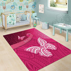 New Zealand Breast Cancer Awareness Area Rug Pink Ribbon Butterfly Maori Pattern