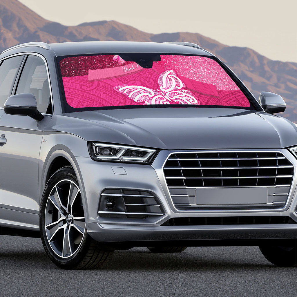 New Zealand Breast Cancer Awareness Auto Sun Shade Pink Ribbon Butterfly Maori Pattern