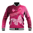 New Zealand Breast Cancer Awareness Baseball Jacket Pink Ribbon Butterfly Maori Pattern
