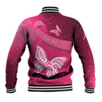 New Zealand Breast Cancer Awareness Baseball Jacket Pink Ribbon Butterfly Maori Pattern