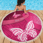 New Zealand Breast Cancer Awareness Beach Blanket Pink Ribbon Butterfly Maori Pattern