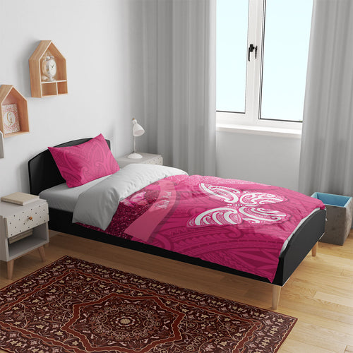 New Zealand Breast Cancer Awareness Bedding Set Pink Ribbon Butterfly Maori Pattern