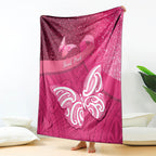 New Zealand Breast Cancer Awareness Blanket Pink Ribbon Butterfly Maori Pattern