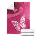 New Zealand Breast Cancer Awareness Blanket Pink Ribbon Butterfly Maori Pattern