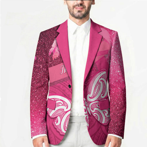 New Zealand Breast Cancer Awareness Blazer Pink Ribbon Butterfly Maori Pattern