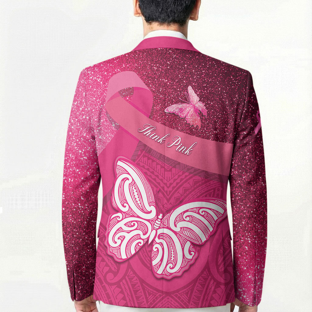 New Zealand Breast Cancer Awareness Blazer Pink Ribbon Butterfly Maori Pattern