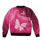 New Zealand Breast Cancer Awareness Bomber Jacket Pink Ribbon Butterfly Maori Pattern