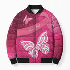 New Zealand Breast Cancer Awareness Bomber Puffer Jacket Pink Ribbon Butterfly Maori Pattern
