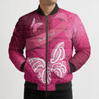 New Zealand Breast Cancer Awareness Bomber Puffer Jacket Pink Ribbon Butterfly Maori Pattern
