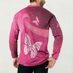 New Zealand Breast Cancer Awareness Button Sweatshirt Pink Ribbon Butterfly Maori Pattern