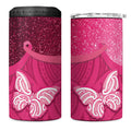New Zealand Breast Cancer Awareness 4 in 1 Can Cooler Tumbler Pink Ribbon Butterfly Maori Pattern