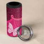 New Zealand Breast Cancer Awareness 4 in 1 Can Cooler Tumbler Pink Ribbon Butterfly Maori Pattern