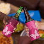 New Zealand Breast Cancer Awareness 4 in 1 Can Cooler Tumbler Pink Ribbon Butterfly Maori Pattern