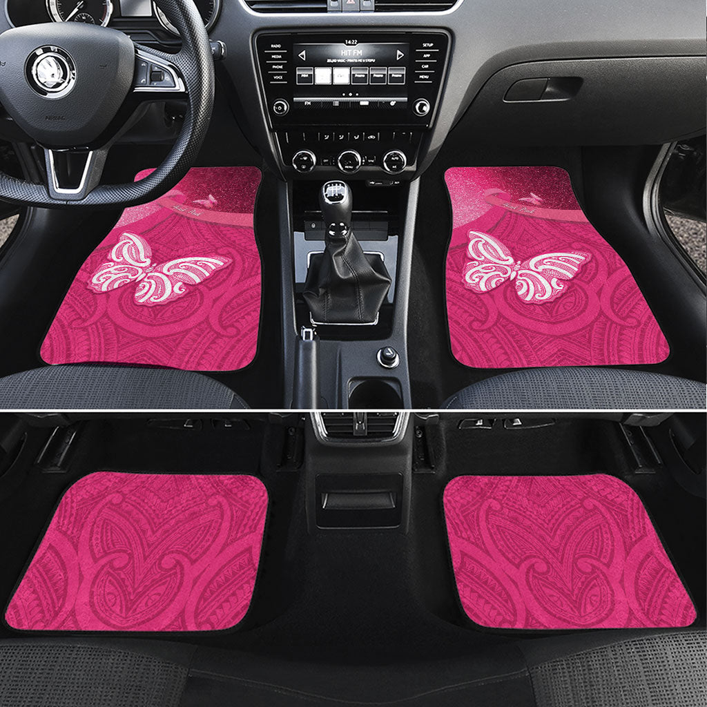 New Zealand Breast Cancer Awareness Car Mats Pink Ribbon Butterfly Maori Pattern
