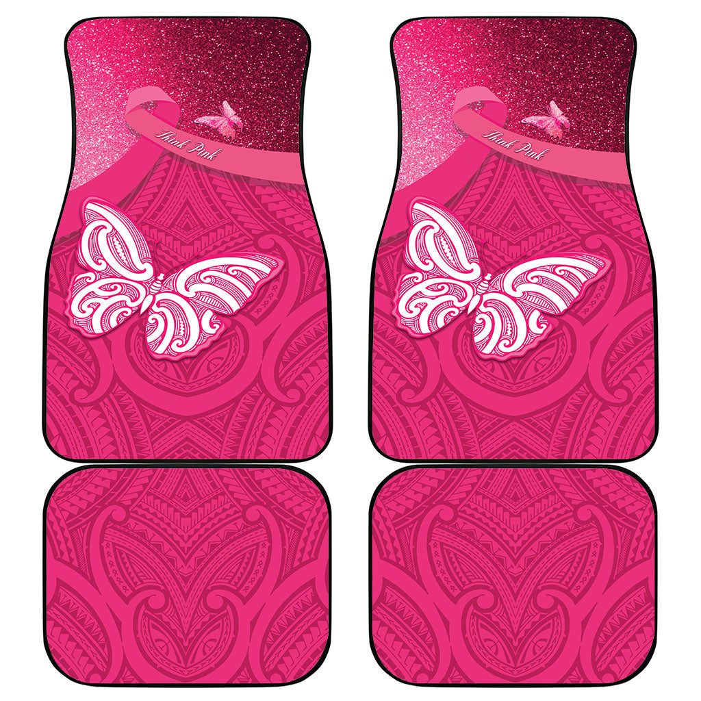 New Zealand Breast Cancer Awareness Car Mats Pink Ribbon Butterfly Maori Pattern
