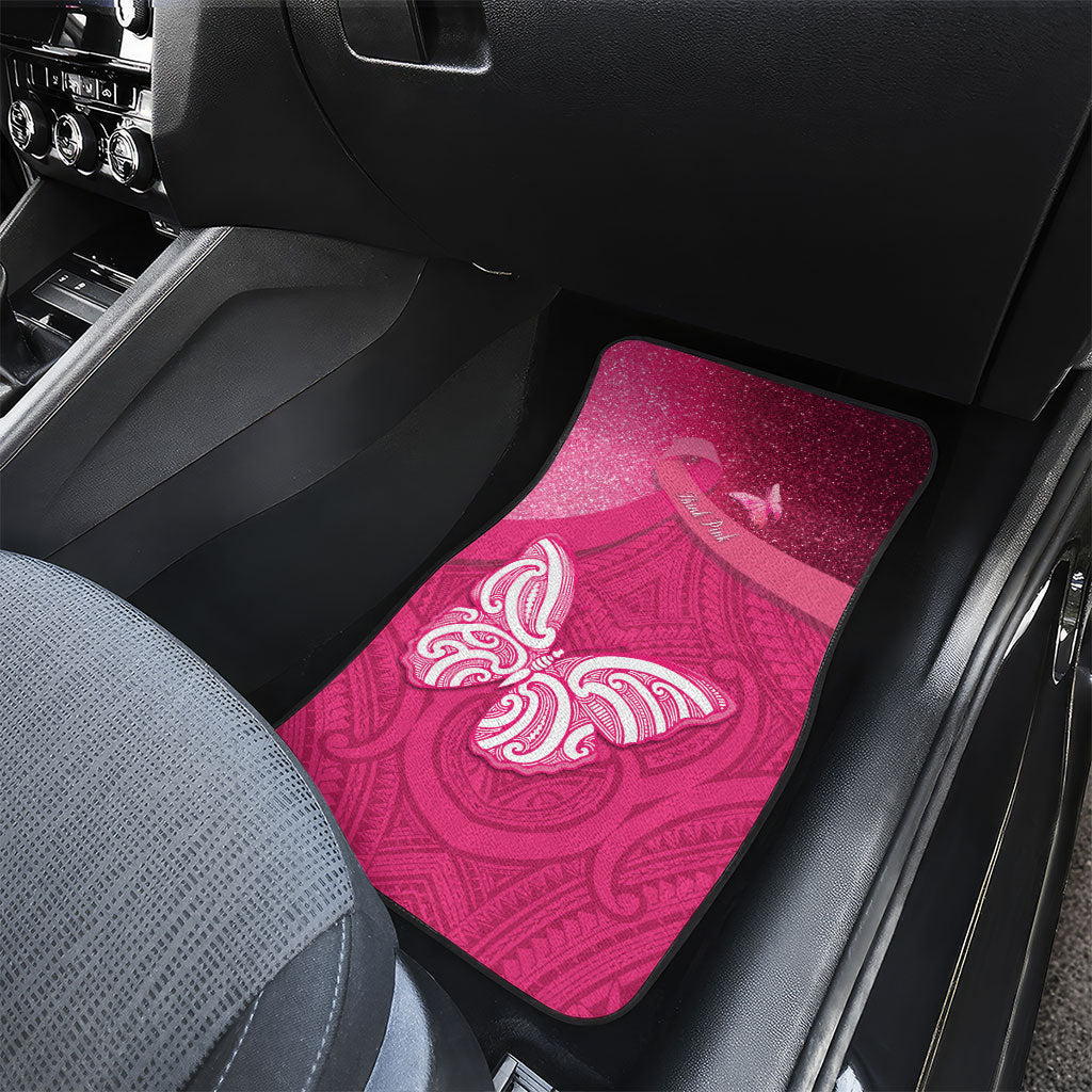 New Zealand Breast Cancer Awareness Car Mats Pink Ribbon Butterfly Maori Pattern