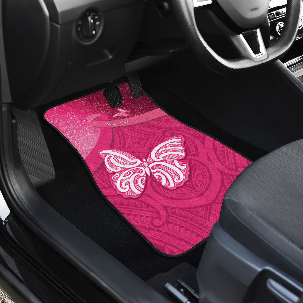 New Zealand Breast Cancer Awareness Car Mats Pink Ribbon Butterfly Maori Pattern