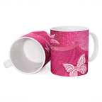 New Zealand Breast Cancer Awareness Ceramic Mug Pink Ribbon Butterfly Maori Pattern