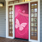 New Zealand Breast Cancer Awareness Door Cover Pink Ribbon Butterfly Maori Pattern