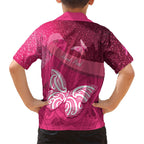 New Zealand Breast Cancer Awareness Family Matching Long Sleeve Bodycon Dress and Hawaiian Shirt Pink Ribbon Butterfly Maori Pattern