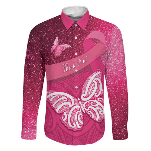 New Zealand Breast Cancer Awareness Family Matching Mermaid Dress and Hawaiian Shirt Pink Ribbon Butterfly Maori Pattern