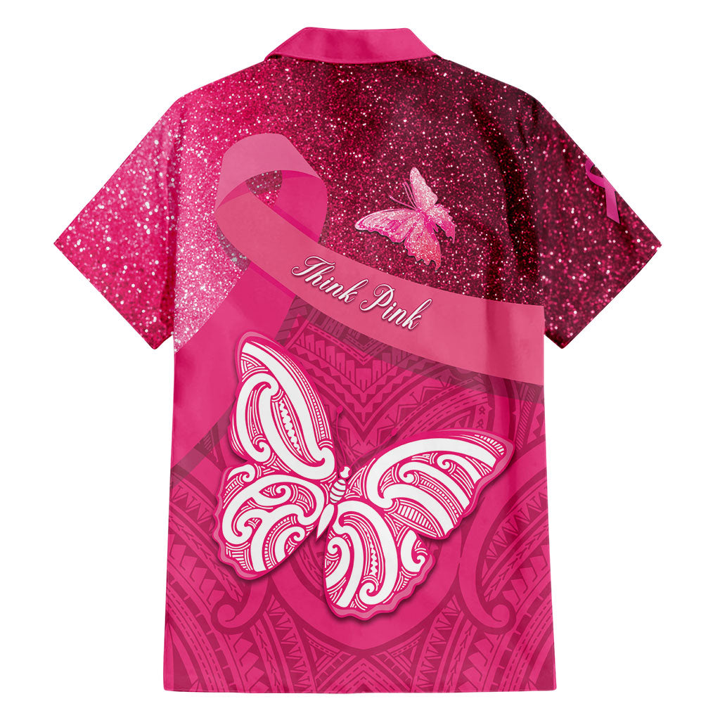 New Zealand Breast Cancer Awareness Family Matching Short Sleeve Bodycon Dress and Hawaiian Shirt Pink Ribbon Butterfly Maori Pattern