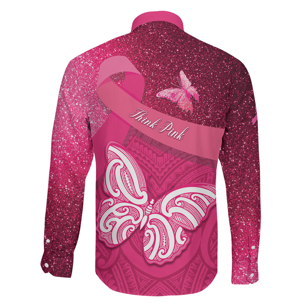 New Zealand Breast Cancer Awareness Family Matching Tank Maxi Dress and Hawaiian Shirt Pink Ribbon Butterfly Maori Pattern