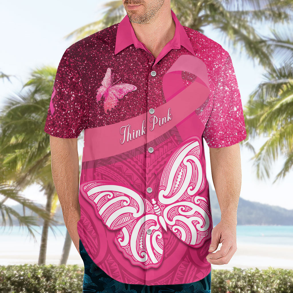 New Zealand Breast Cancer Awareness Hawaiian Shirt Pink Ribbon Butterfly Maori Pattern