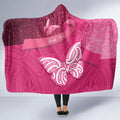 New Zealand Breast Cancer Awareness Hooded Blanket Pink Ribbon Butterfly Maori Pattern